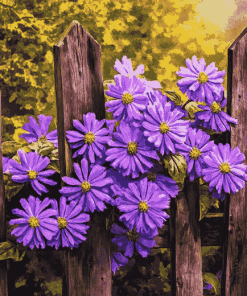 Purple Floral Fence Diamond Painting