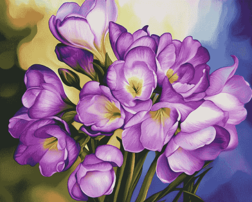 Purple Freesia Floral Diamond Painting