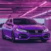 Purple Honda Hatchback Diamond Painting