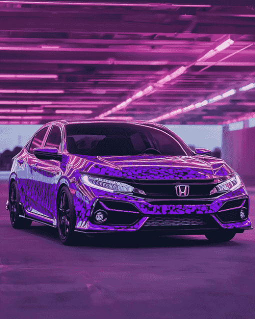 Purple Honda Hatchback Diamond Painting