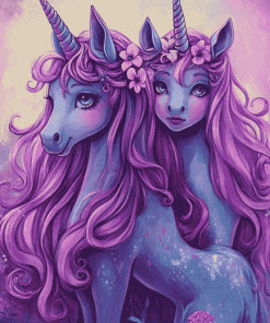 Purple Unicorn Animation Diamond Painting