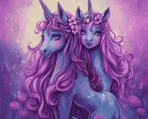 Purple Unicorn Animation Diamond Painting