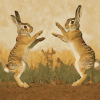 Rabbits Dancing in Mountain Landscapes Diamond Painting