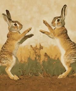 Rabbits Dancing in Mountain Landscapes Diamond Painting