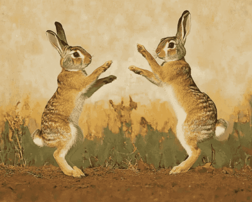 Rabbits Dancing in Mountain Landscapes Diamond Painting