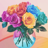 Rainbow Rose Blossoms Diamond Painting