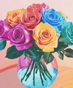 Rainbow Rose Blossoms Diamond Painting