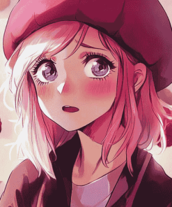 Raspberry Beret Anime Girl Diamond Painting