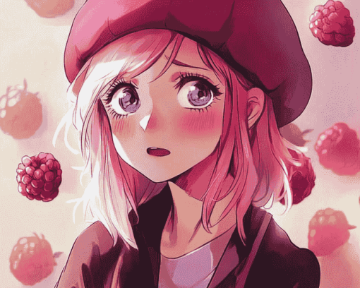 Raspberry Beret Anime Girl Diamond Painting