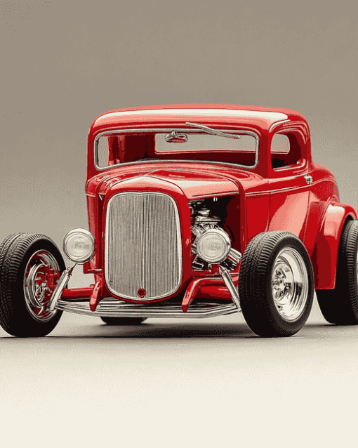 Red 32 Ford Coupe Engine Diamond Painting