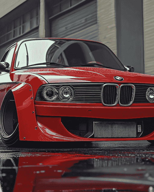 Red BMW E10 Car Diamond Painting