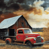 Red Barn and Vintage Truck Diamond Painting