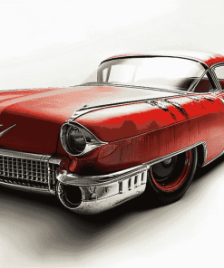 Red Cadillac Car Diamond Painting