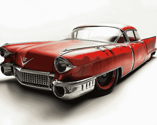 Red Cadillac Car Diamond Painting