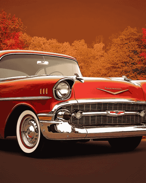 Red Classic Chevy Vintage Diamond Painting