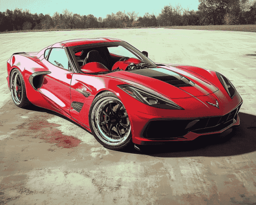 Red Corvette Stingray Diamond Painting