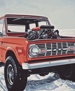 Red Ford Bronco Engine Diamond Painting