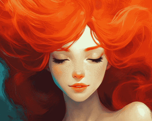 Red Hair Woman Animation Diamond Painting