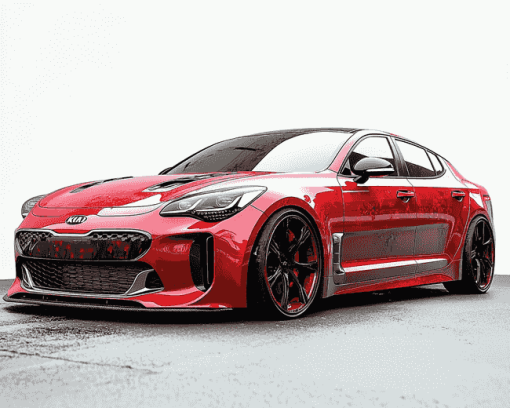 Red Kia Stinger Performance Diamond Painting