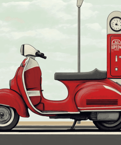 Red Lambretta Scooter Diamond Painting