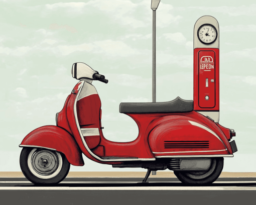 Red Lambretta Scooter Diamond Painting