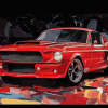 Red Mustang 1967 Diamond Painting