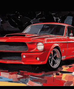 Red Mustang 1967 Diamond Painting