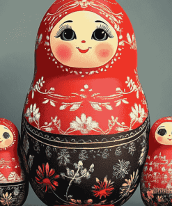 Red Nesting Doll Animation Diamond Painting