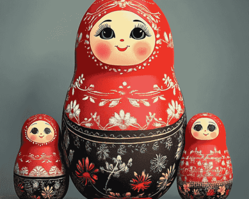 Red Nesting Doll Animation Diamond Painting