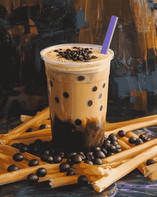 Refreshing Iced Coffee Bubble Tea Diamond Painting