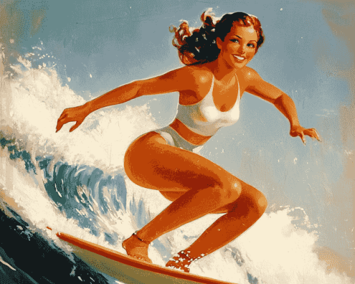 Retro Girls Surf Vibes Diamond Painting