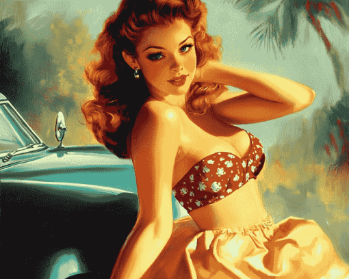 Retro Pin Up Girl Diamond Painting