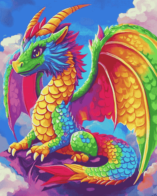 Rippled Rainbow Dragon Diamond Painting