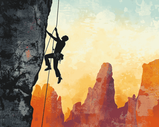 Rock Climbing Silhouettes Diamond Painting