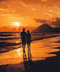 Romantic Beach Silhouette Diamond Painting