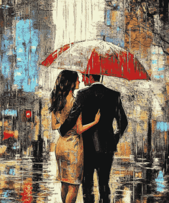 Romantic Couple in Rain Diamond Painting