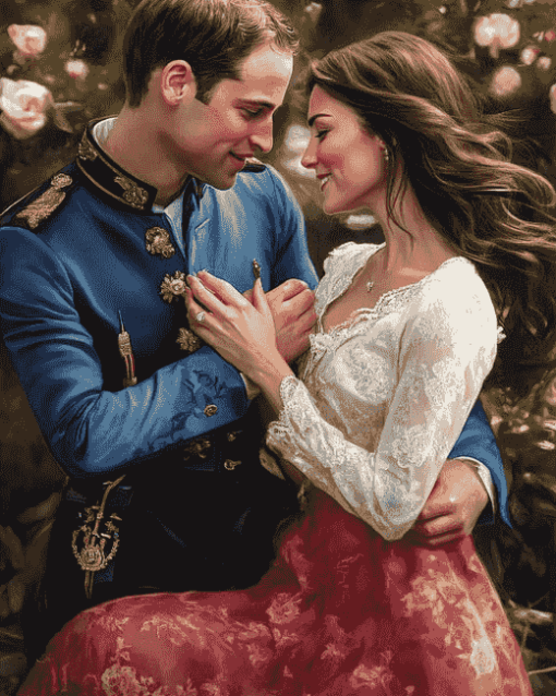 Romantic Prince William and Kate Love Diamond Painting