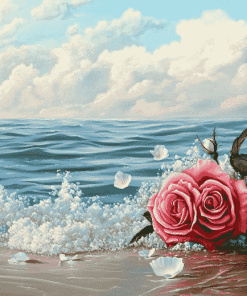 Rose Beach Seascape Diamond Painting