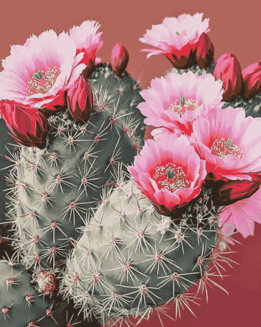 Roses Blossoms Cactus Diamond Painting