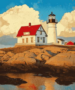 Scenic Nubble Lighthouse Diamond Painting