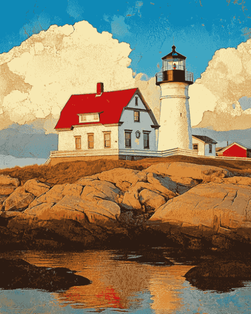 Scenic Nubble Lighthouse Diamond Painting