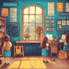 School Time Cartoon Diamond Painting