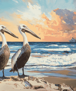 Seaside Pelican Diamond Painting