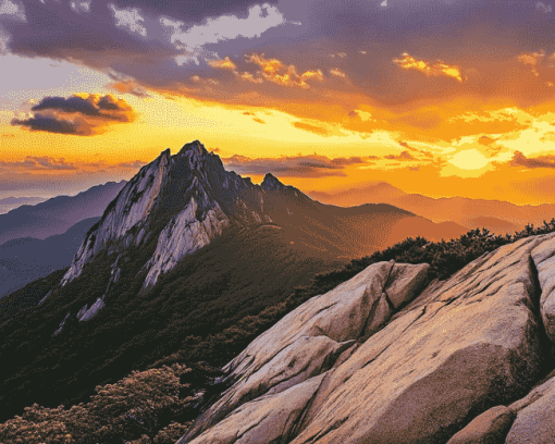 Seoraksan Mountain Scene Diamond Painting