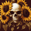 Skull and Sunflowers Bloom Diamond Painting