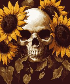 Skull and Sunflowers Bloom Diamond Painting