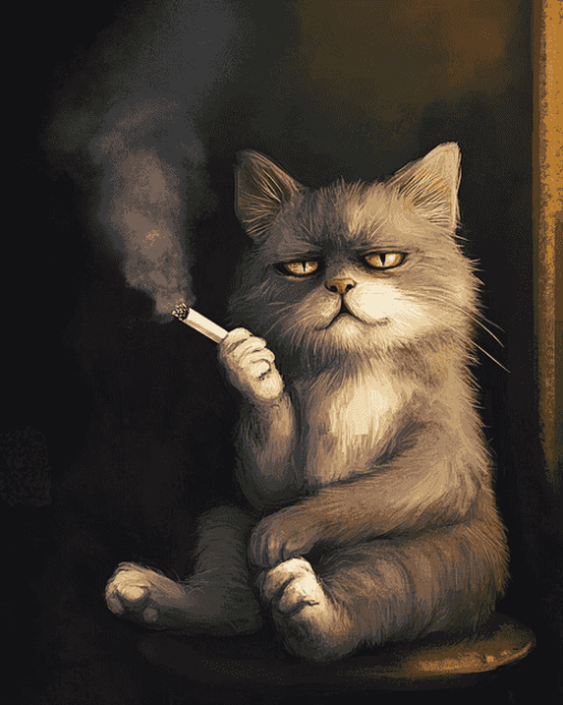 Smoking Cat Diamond Painting