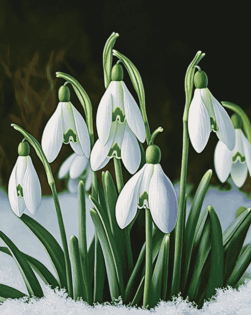 Snow Drops Floral Diamond Painting