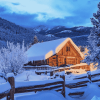 Snowy Landscape Cabin Diamond Painting