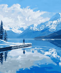 Snowy Mountain Lakes Diamond Painting